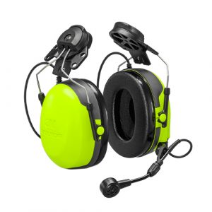 PELTOR™ CH-3 Headset MT74H52P3E-111, with PTT Button, Yellow, Hard Hat Attached, FLX2