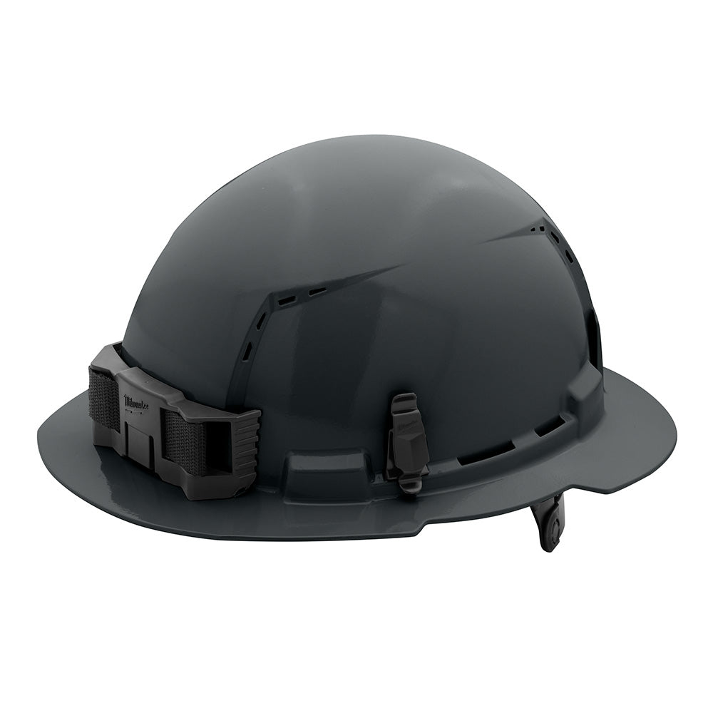 Gray Full Brim Vented Hard Hat White/6pt Ratcheting Suspension - Type 1, Class c, 5/PK