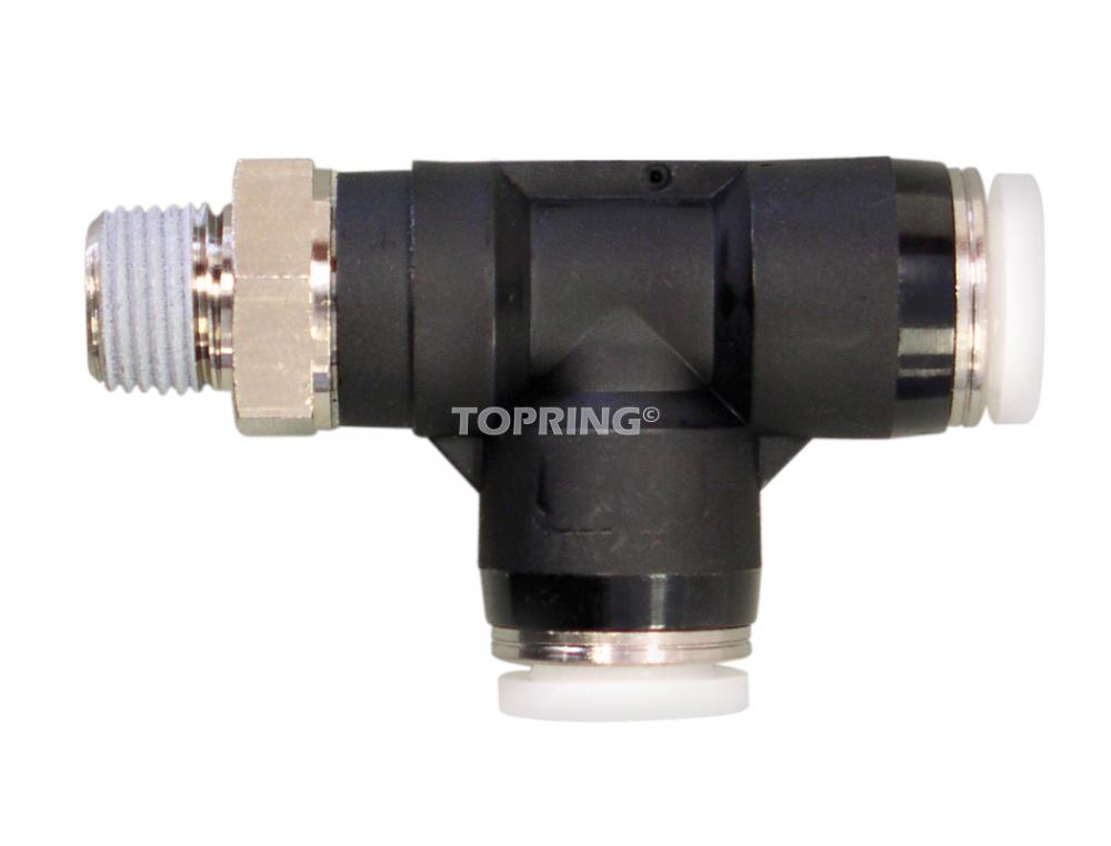 1/4 in. Push-to-Connect to 1/4 (M) NPT Reducing Tee Adapter, Topfit Model