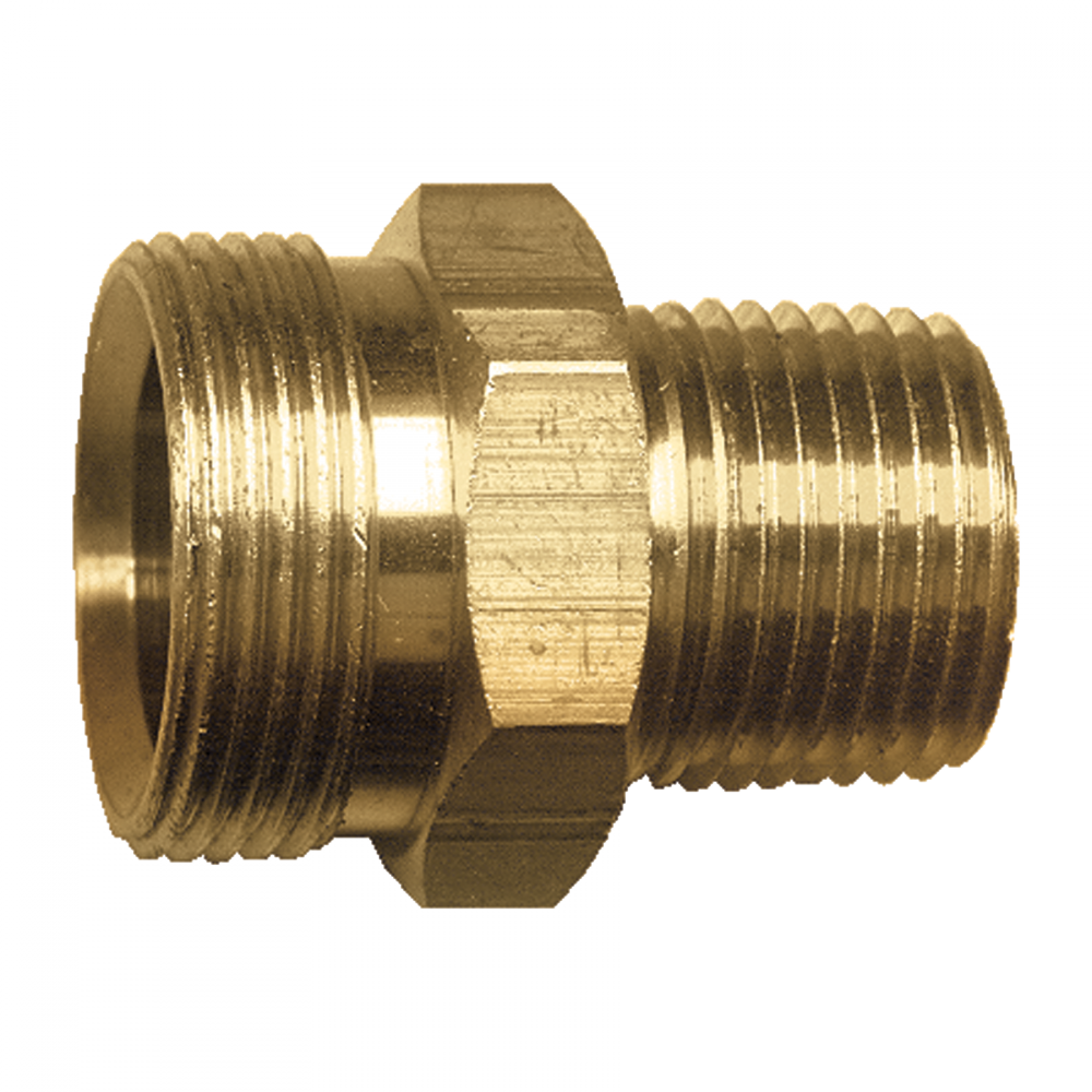 D.O.T. Rubber Hose Adapter, Brass, 3/4-20 To 3/8 Male Pipe, 3/8 ID