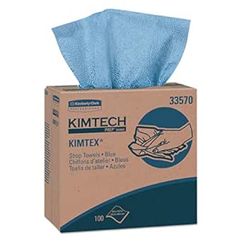 Chiffons WypAll® anti-huile, graisse et encre (33570), boîte pop-up, serviettes non pelucheuses, bleu (100 feuilles/paquet, 5 paquets/caisse, 500 feuilles/caisse)