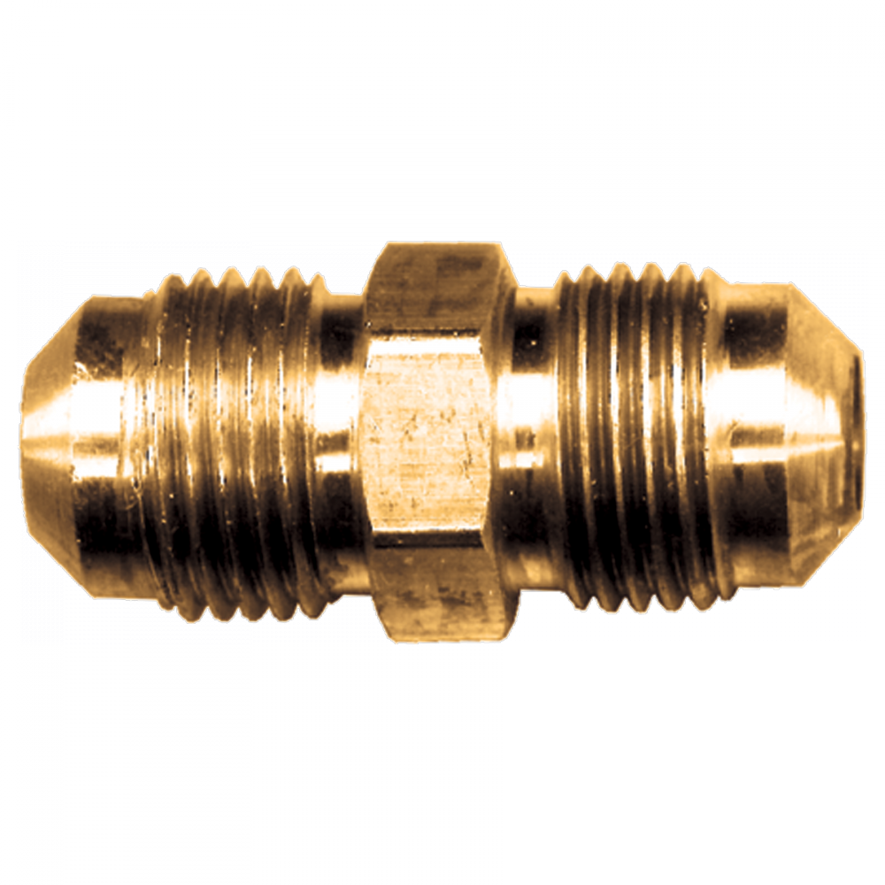 Forged SAE 45° Flare Union Coupling, Brass, 1/2 Tube OD
