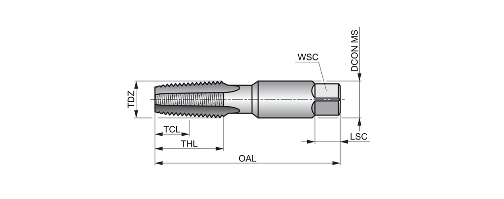 Straight Flute Tap, E710 HSS BRT NPT Tap ~ANSI B94.9 5FL 3/4 inch x 14