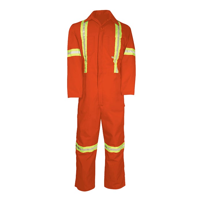Big Bill, Deluxe Work Coverall with Reflective Tape and Leg Zipper, Orange, Regular, 44"