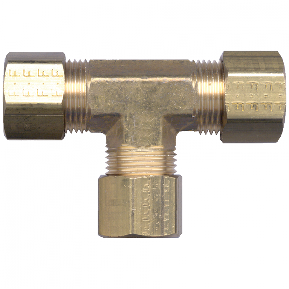 Compression For Poly Union Tee, Brass, 1/4 Tube OD