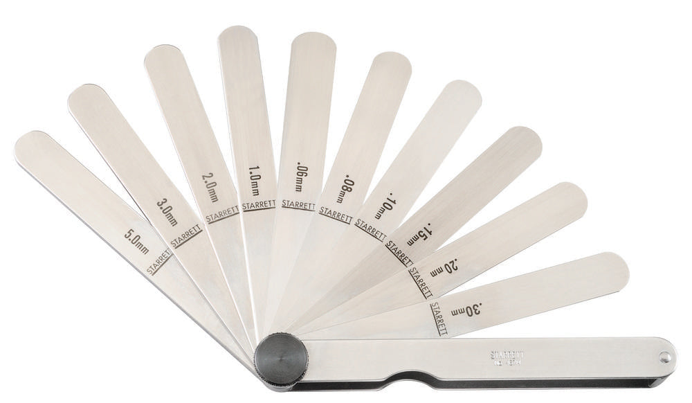 Jauge d'épaisseur en acier trempé avec lames droites, plage de 0,04 mm à 5,0 mm, 13 lames
