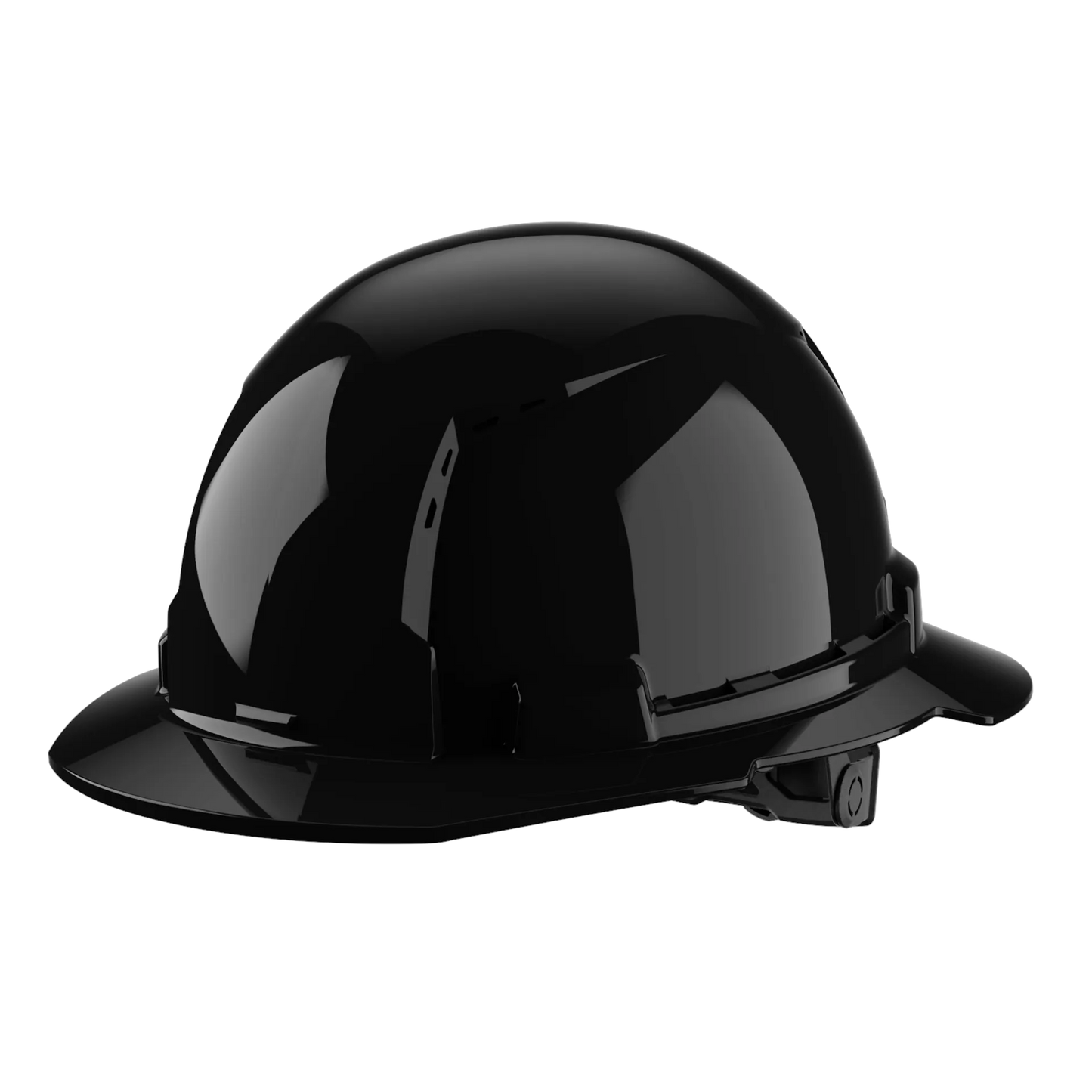 Bolt™ Full Brim Hard Hat White/6pt Ratcheting Suspension, Vented - Type 1, Class e, Black