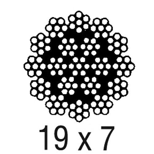 Cable d'acier  1/2, 19 x 7 résistant a la rotation