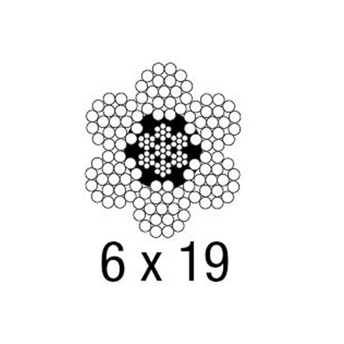 cable d'acier 1/2"naturel, 6 x 19, ame en acier