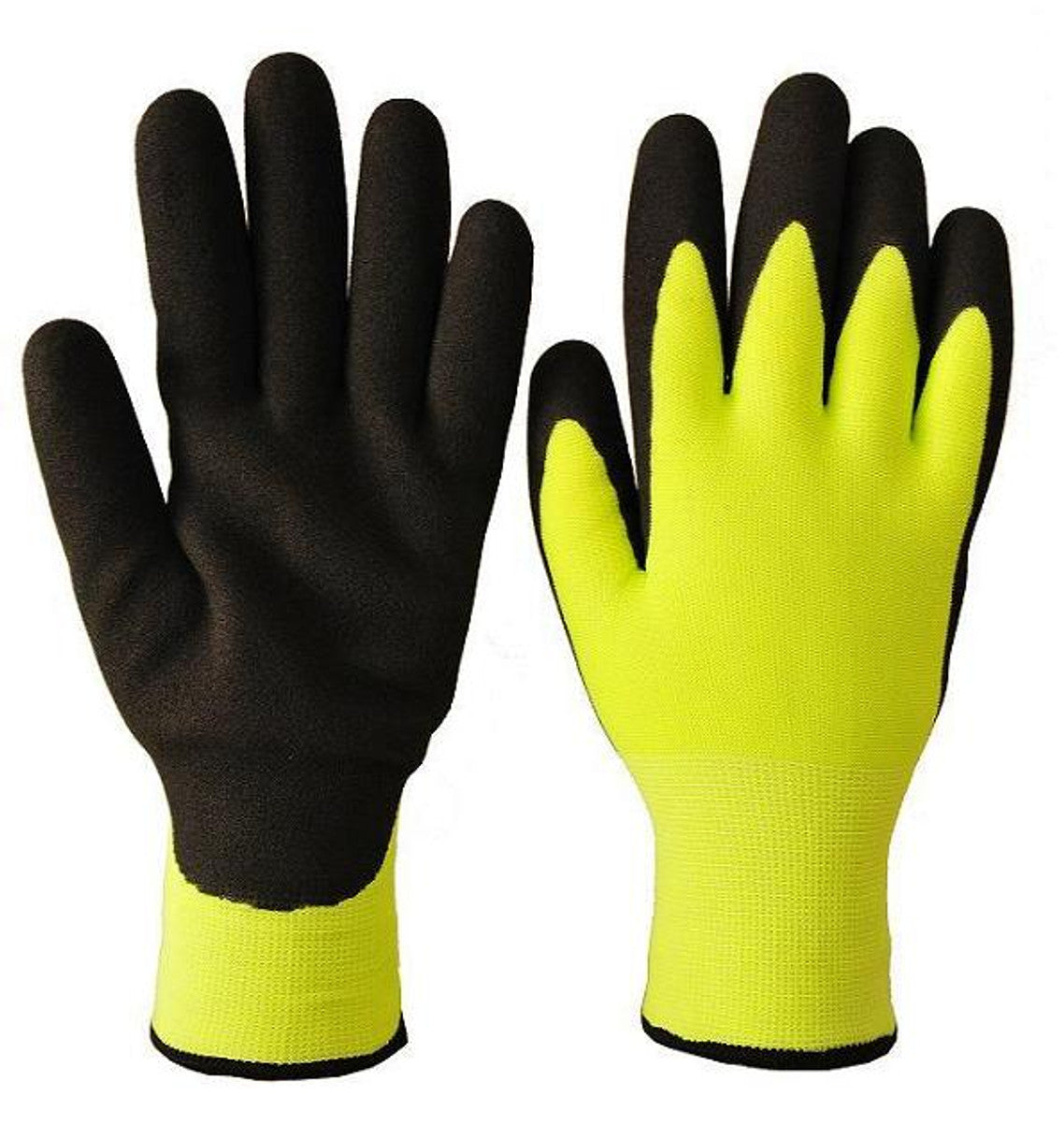 Double Nitrile Seamless Knit Winter Grip Glove, Yellow, SZ: XL