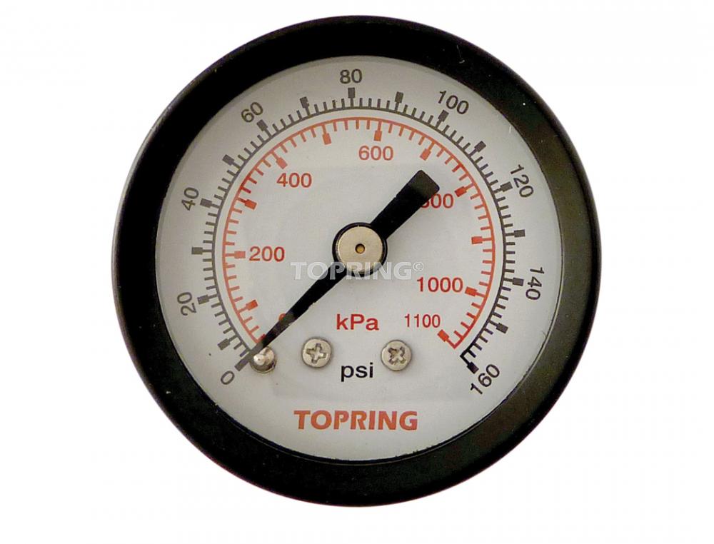 Manomètre à sec en acier 1-1/2 po 0 à 160 PSI, 1/8 (M) NPT, CBM