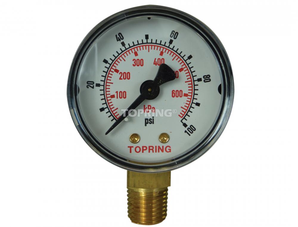 Manomètre à sec en acier 2 po 0 à 100 PSI, 1/4 (M) NPT, LM