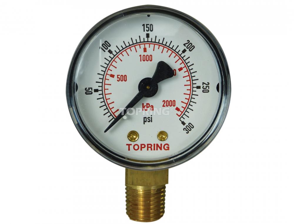Manomètre à sec en acier 2-1/2 po 0 à 300 PSI, 1/4 (M) NPT, LM