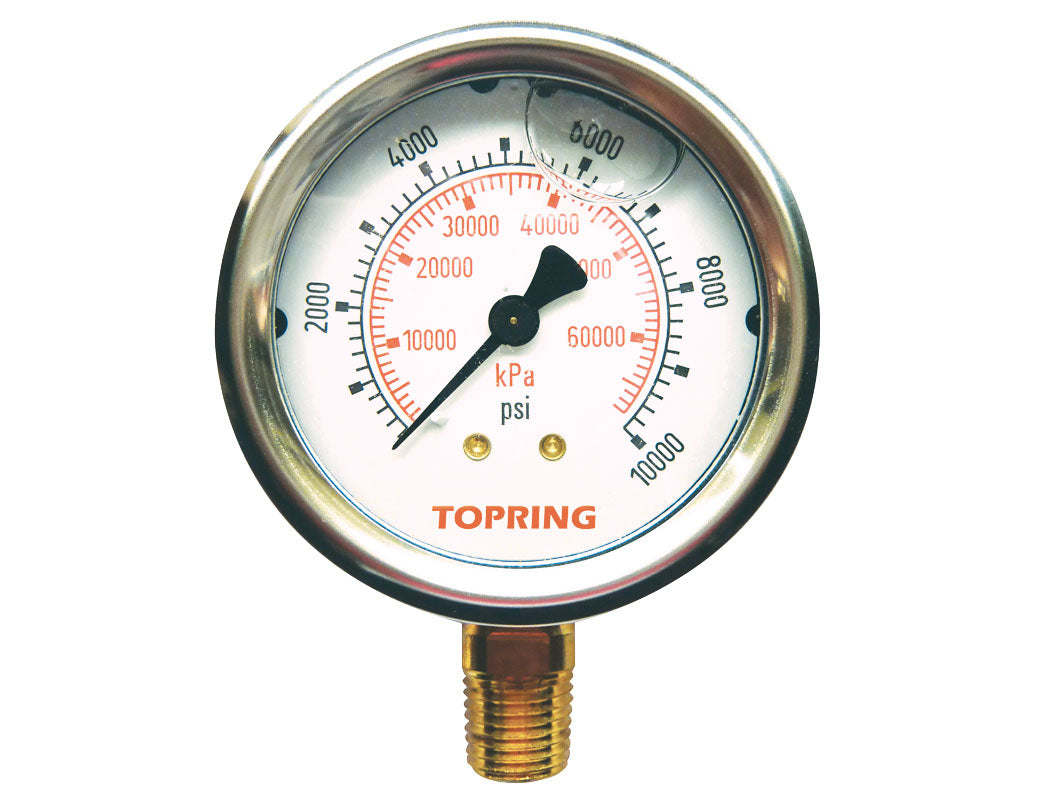 Liquid gauge 2-1/2" – 1/4 npt lm 0-10000 stainless steel/brass