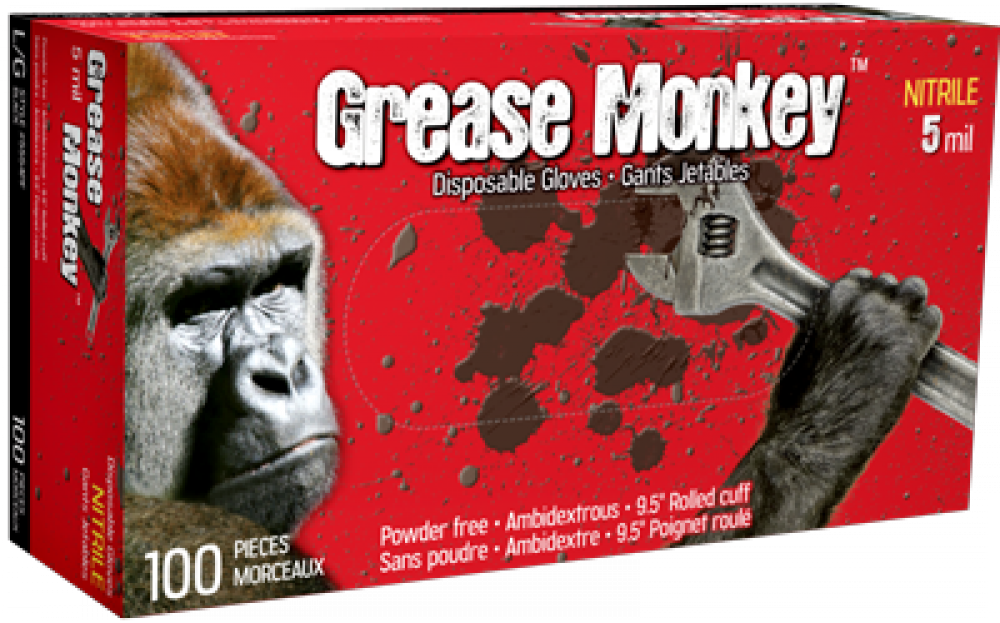 Gants en nitrile Grease Monkey, non poudrés, SZ : XL, 100/bx