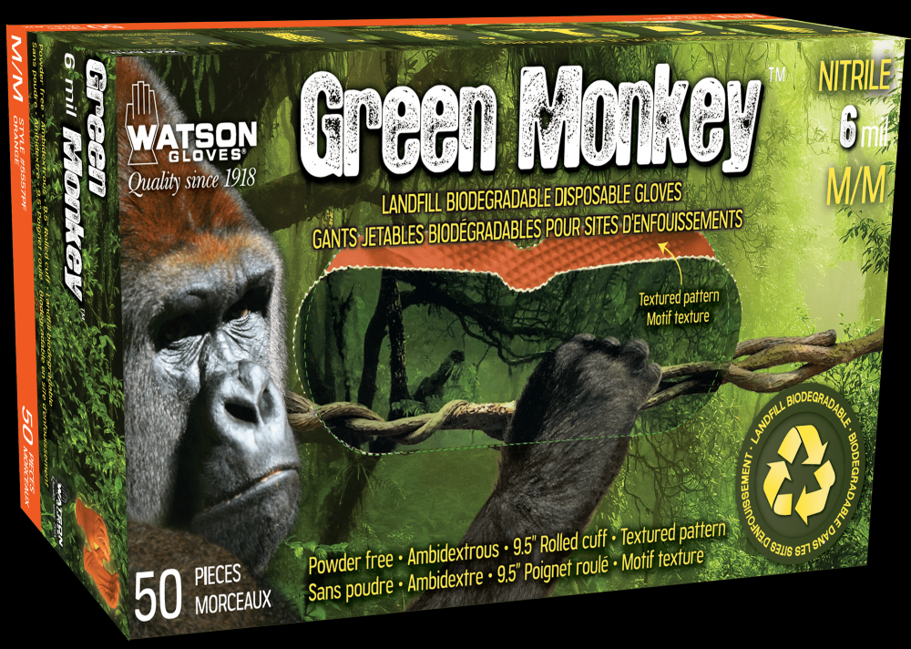 Green Monkey 6Mil Diamond Grip, Orange, 9.5in, XXLarge, 50/pk