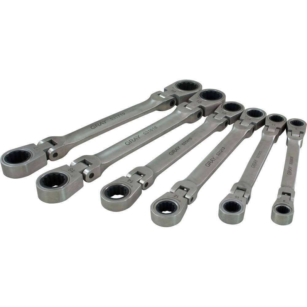 Jeu de clés à douille flexibles à double engrenage Multigear - 6 pièces, métrique