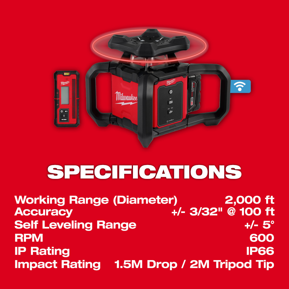 M18™ Red Exterior Rotary Laser Level Kit w/ Receiver, Tripod, & Grade Rod