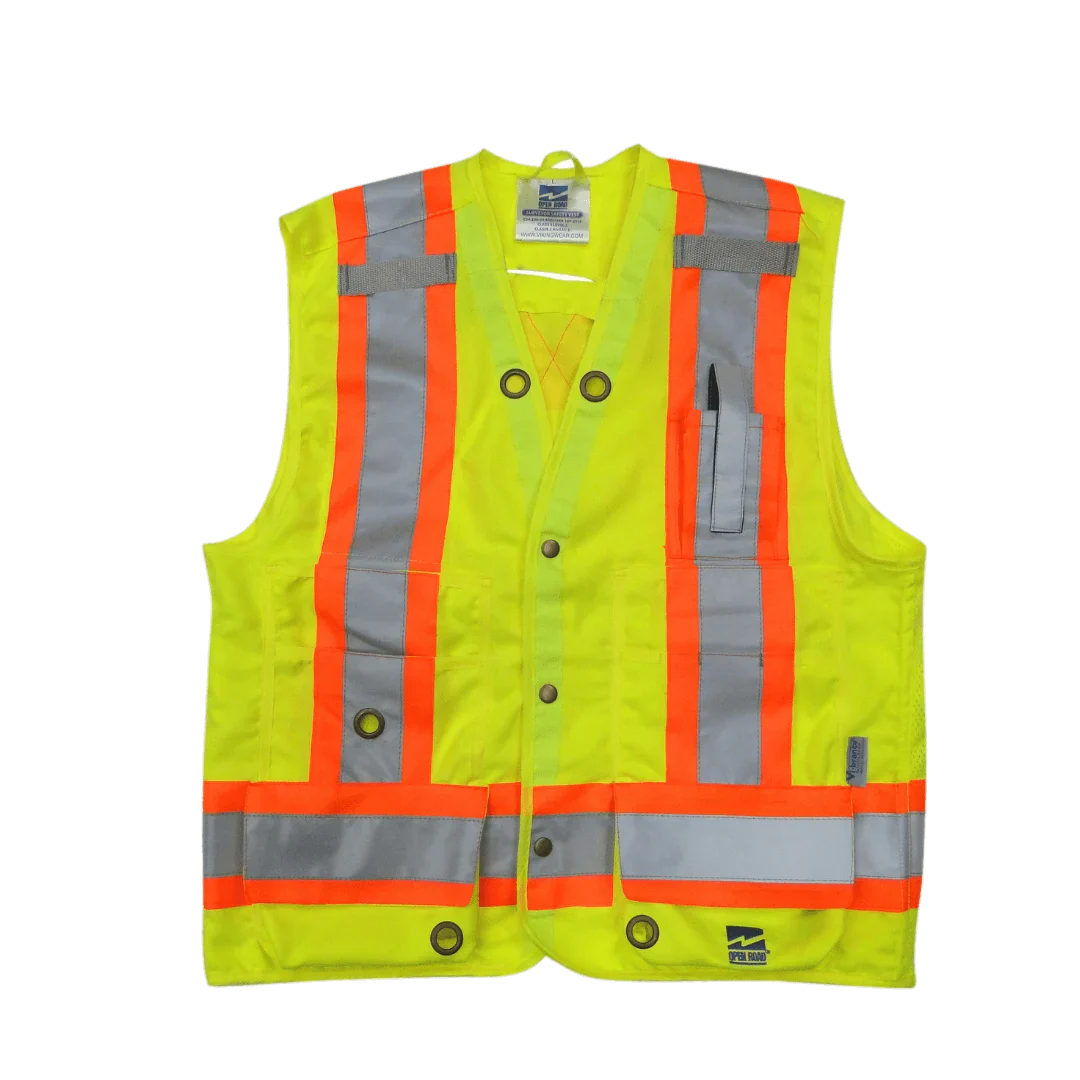 Open Road® Hi Vis 150D Reflective Surveyor Vest, Green, Polyester, S
