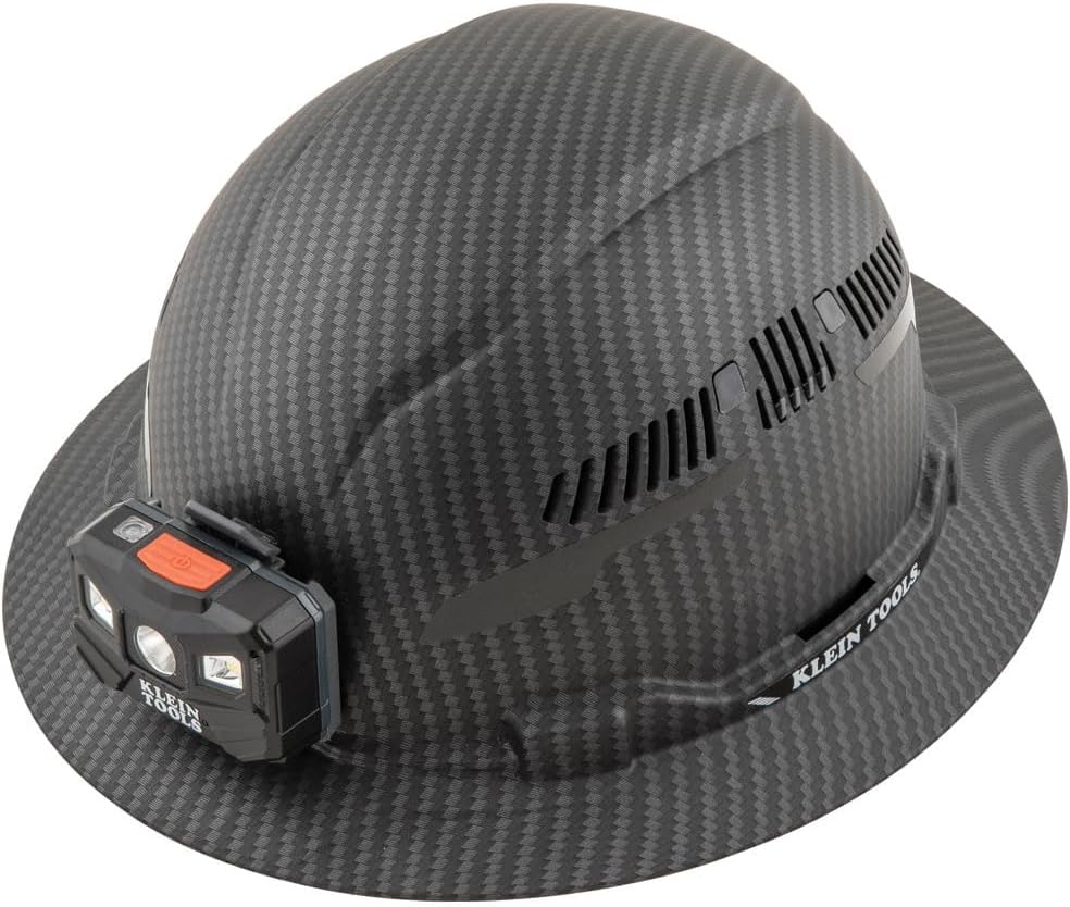Hard Hat Full Brim Vented Class C – Premium Karbn Pattern With Lamp
