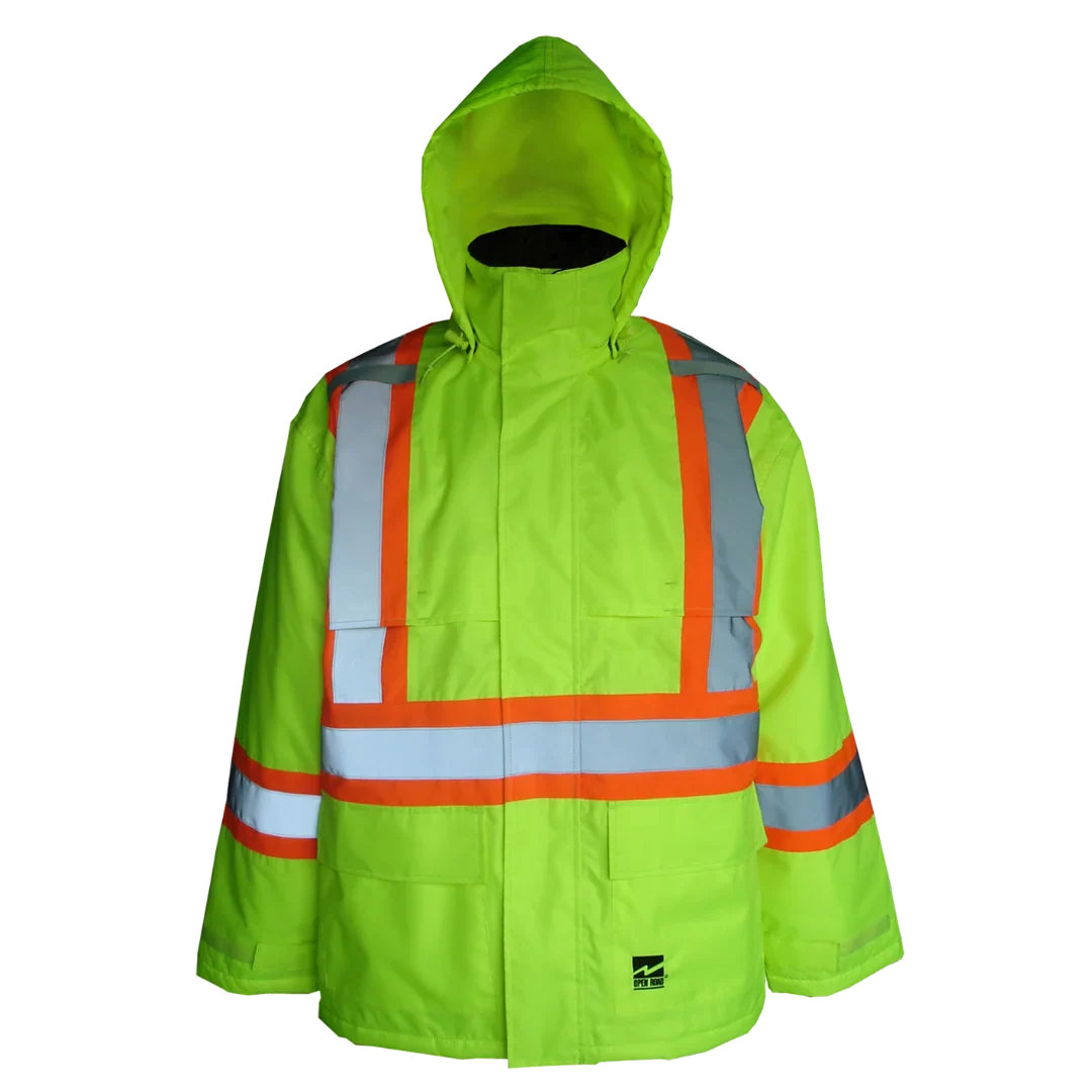 Open Road® Hi Vis Insulated 150D Tribopal Rip-Stop Jacket, Green, Polyester, XL