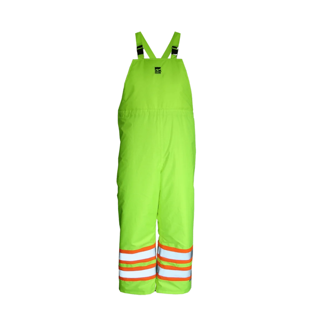 Open Road® Hi Vis Insulated 150D Tribopal Rip-Stop Bib Pants, Green, Polyester, L