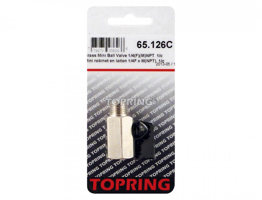 Vanne à boule mini en laiton 1/4 (F) NPT avec embout
