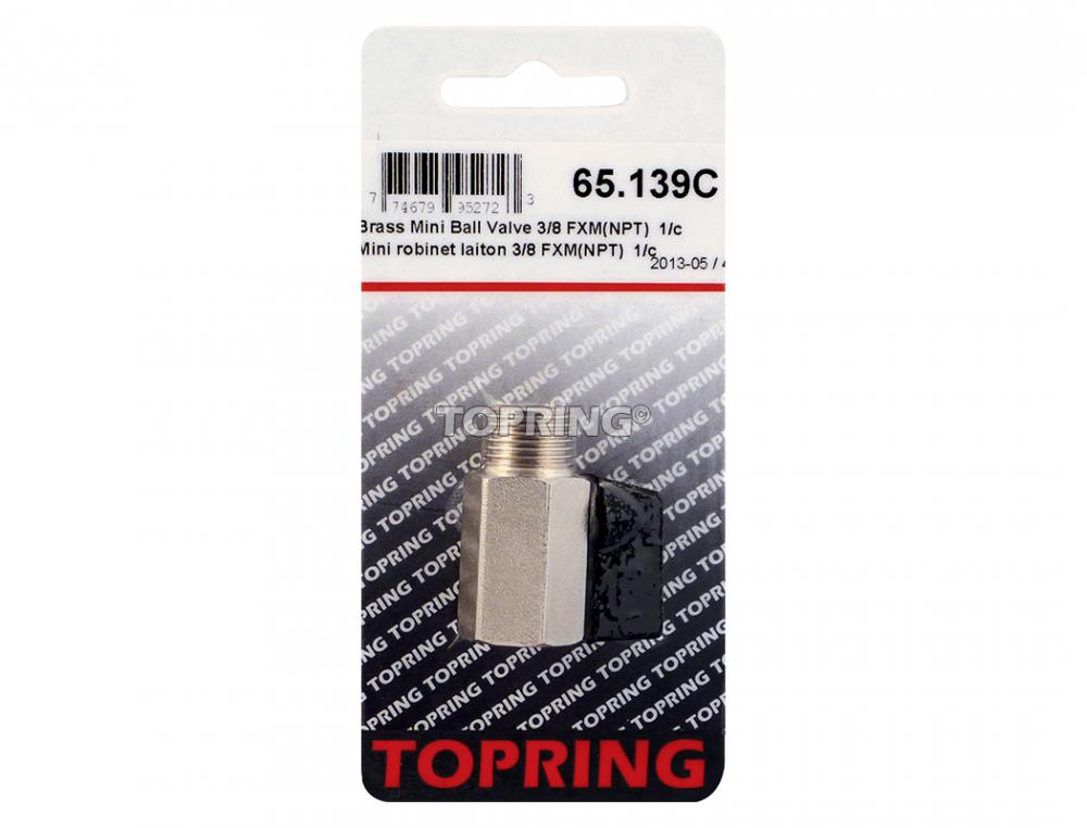 Vanne à bille mini en laiton 3/8 (M) à 3/8 (F) NPT
