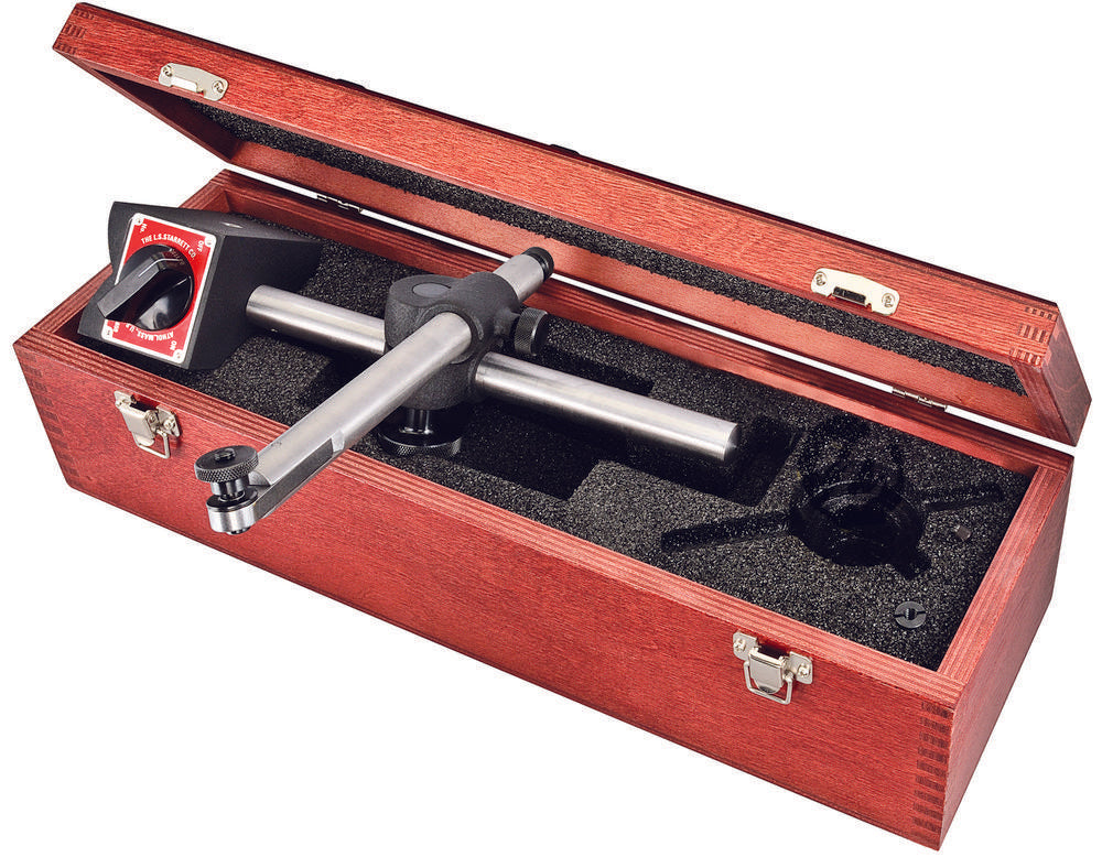 Heavy-Duty Magnetic Base Indicator Holder Post Assembly Including Post Snug Gage Rod With Clamp And Fine Adjust Thread Adaptor Case