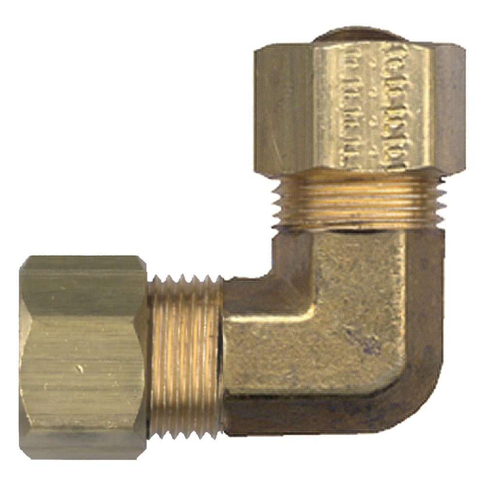 90° Compression Union Elbow, Brass, 3/16 Tube OD