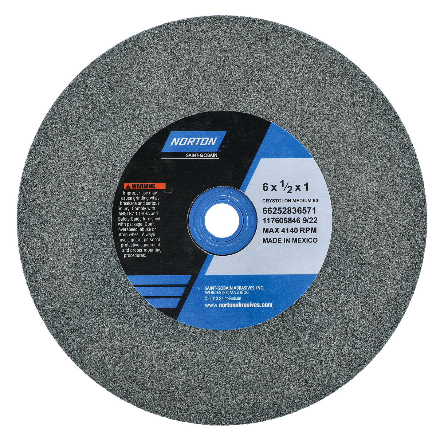 Gemini Crystolon 39C SC Type 01 Bench and Pedestal Wheel, Medium 60 Grit, 6X1X1in