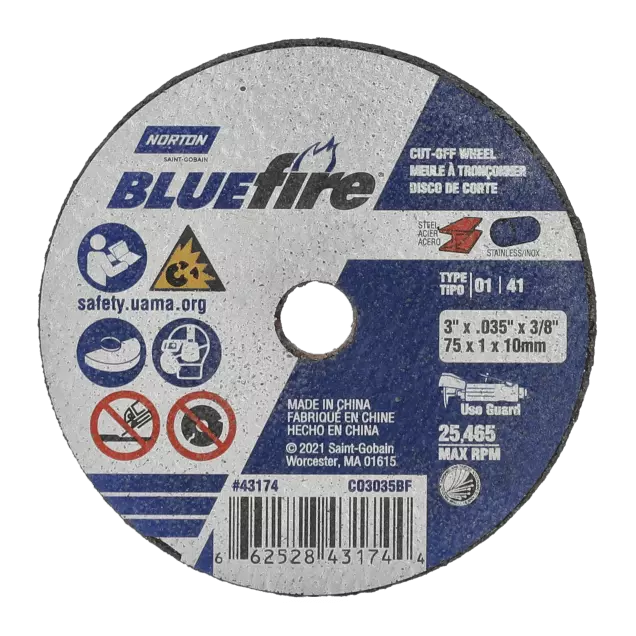 Meule droite Bluefire Fastcut Type 01 3 x 1/16 x 3/8