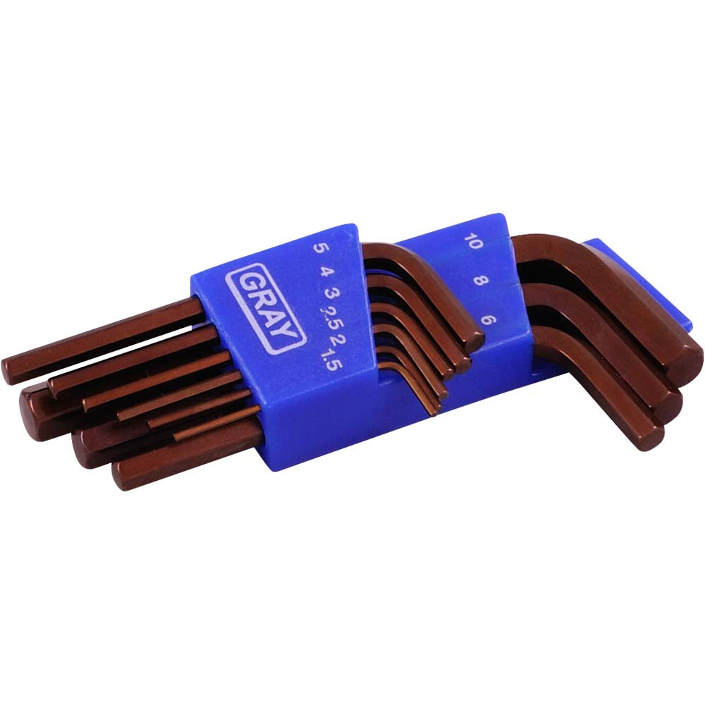 Jeu de clés hexagonales courtes S2 9 pièces métriques