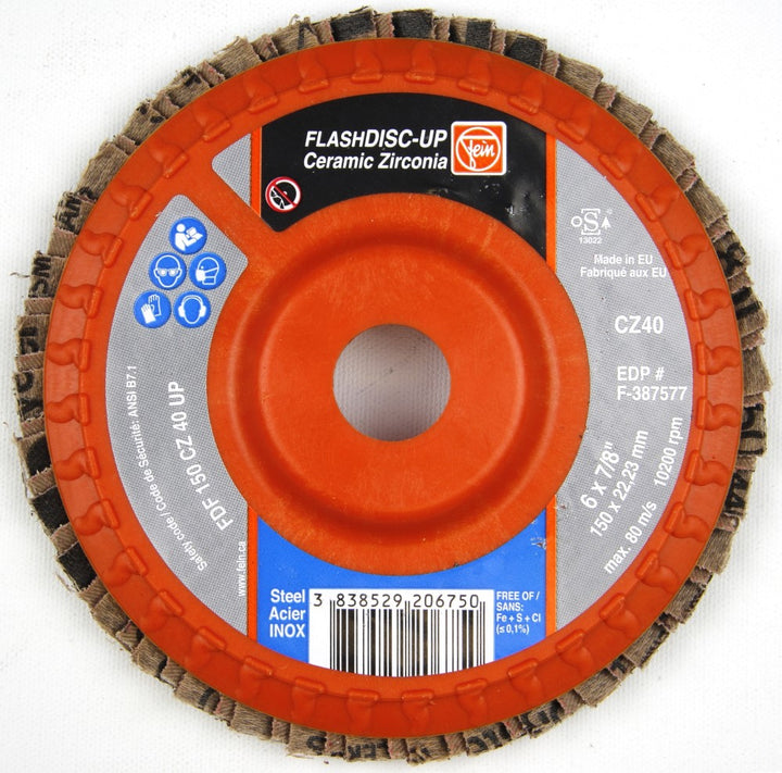 F-387573 Flap Disc, Zirconia/Ceramic, 6" x 7/8”, Grit 40