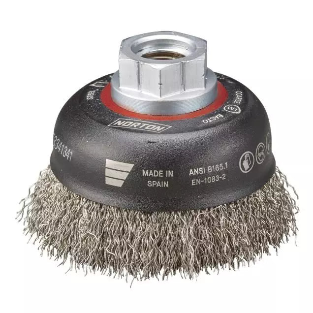 Brosse coupelle à fil ondulé en acier au carbone BlueFire 3 x 0,014 x 5/8-11 x 7/8 po