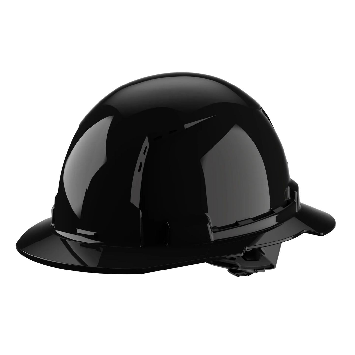 Bolt™ Full Brim Hard Hat White/4pt Ratcheting Suspension, Vented - Type 1, Class e, Black