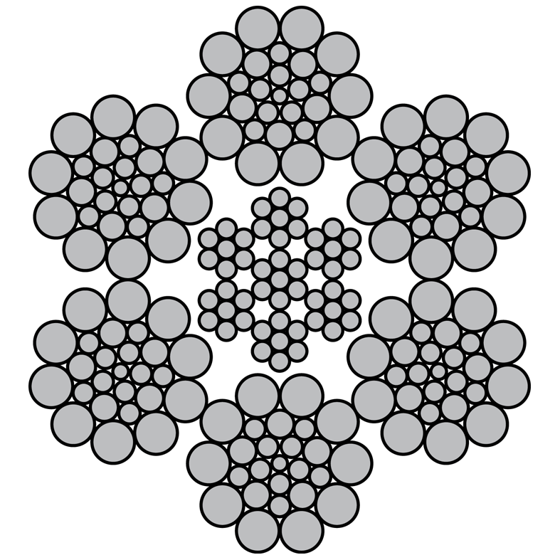 Cable d'acier 3/8" naturel, 6 x 26, ame en acier