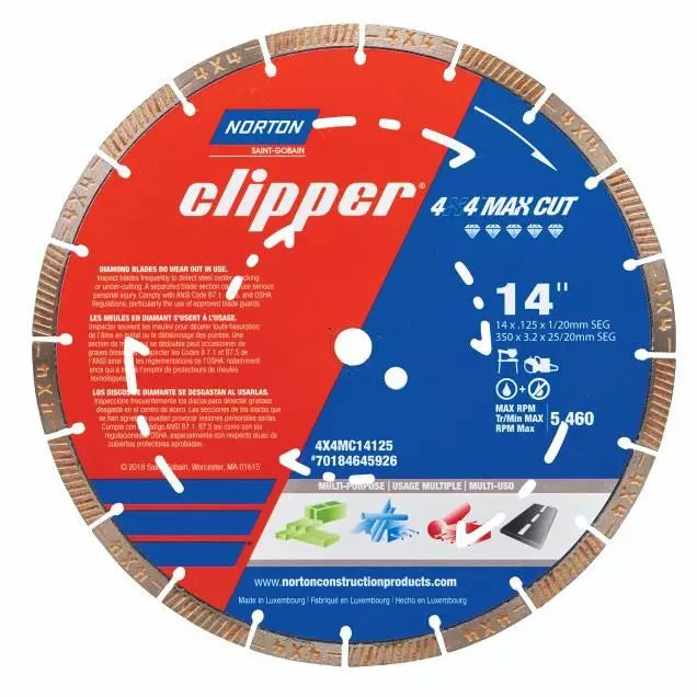 Multi-Purpose Blade Norton Clipper 4X4 Max Cut iHD - Dry Segmented High-Speed