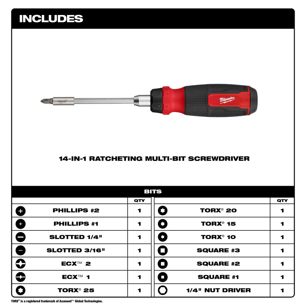 14-In-1 Ratcheting Multi-Bit Screwdriver