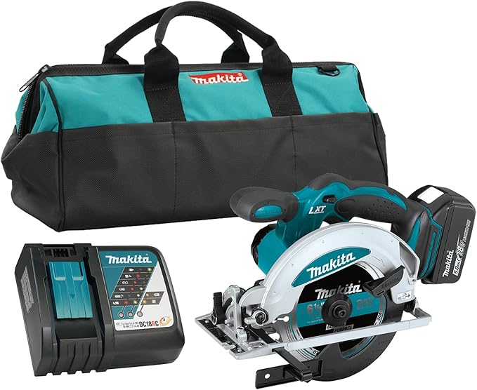 Makita DSS611RTX3 18V LXT Cordless 6-1/2" Circular Saw Kit with 5.0Ah Battery, Rapid Charger, and Tool Bag