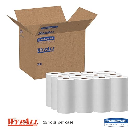 WypAll® GeneralClean™ X60 Multi-Task Cleaning Cloths (35401), Small Roll, Strong and Absorbent Towels, White (130 Sheets/Roll, 12 Rolls/Case, 1,560 Sheets/Case)