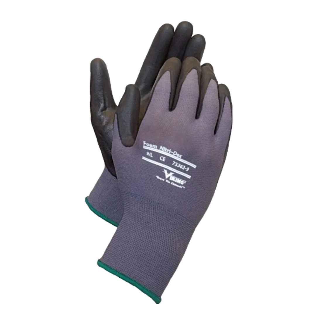 Gants Viking® Foam Nitri-Dex, noir et bleu, tricot nitrile et nylon, taille 9
