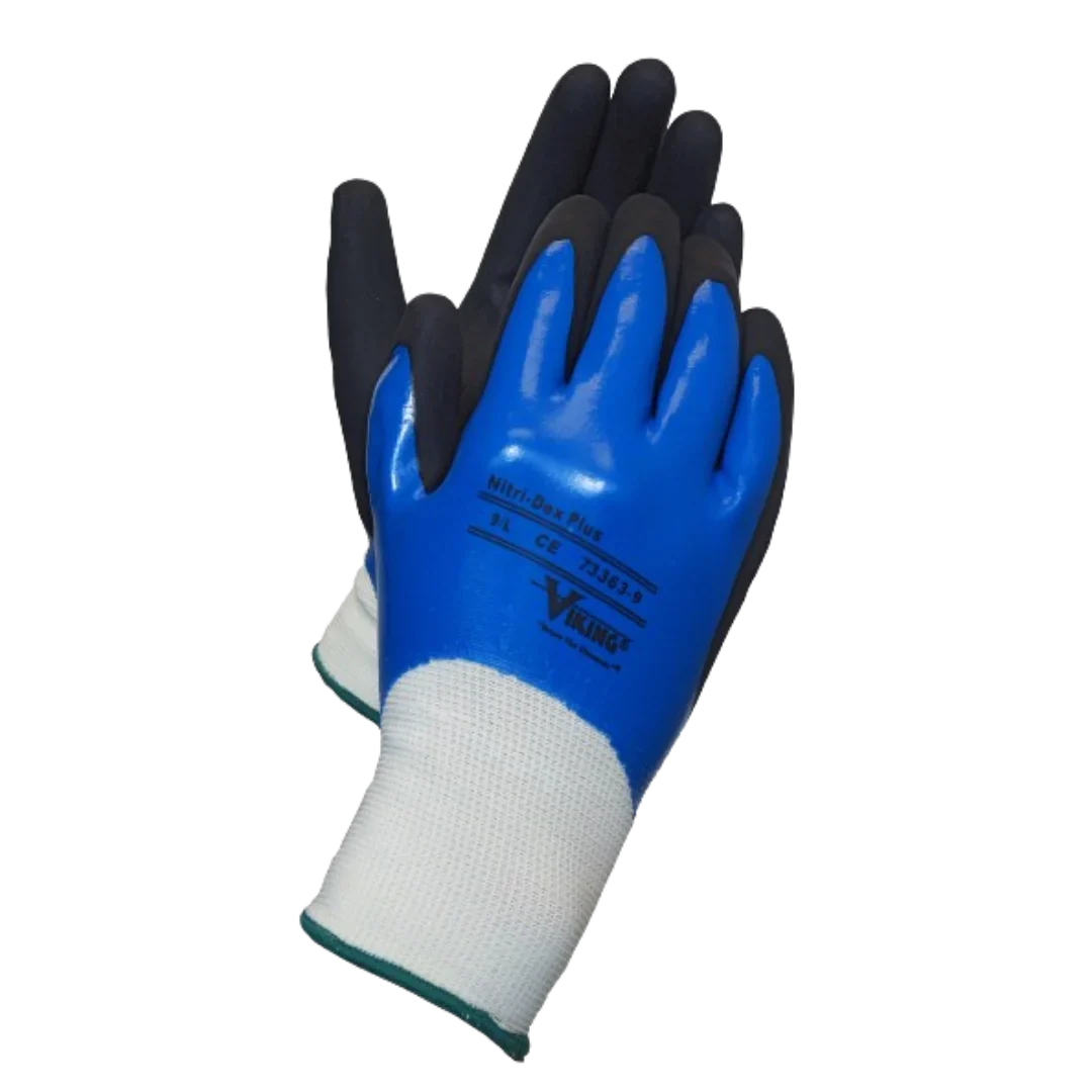 Gants Viking® Nitri-Dex 360°, noir et bleu, tricot nitrile et nylon, taille 9