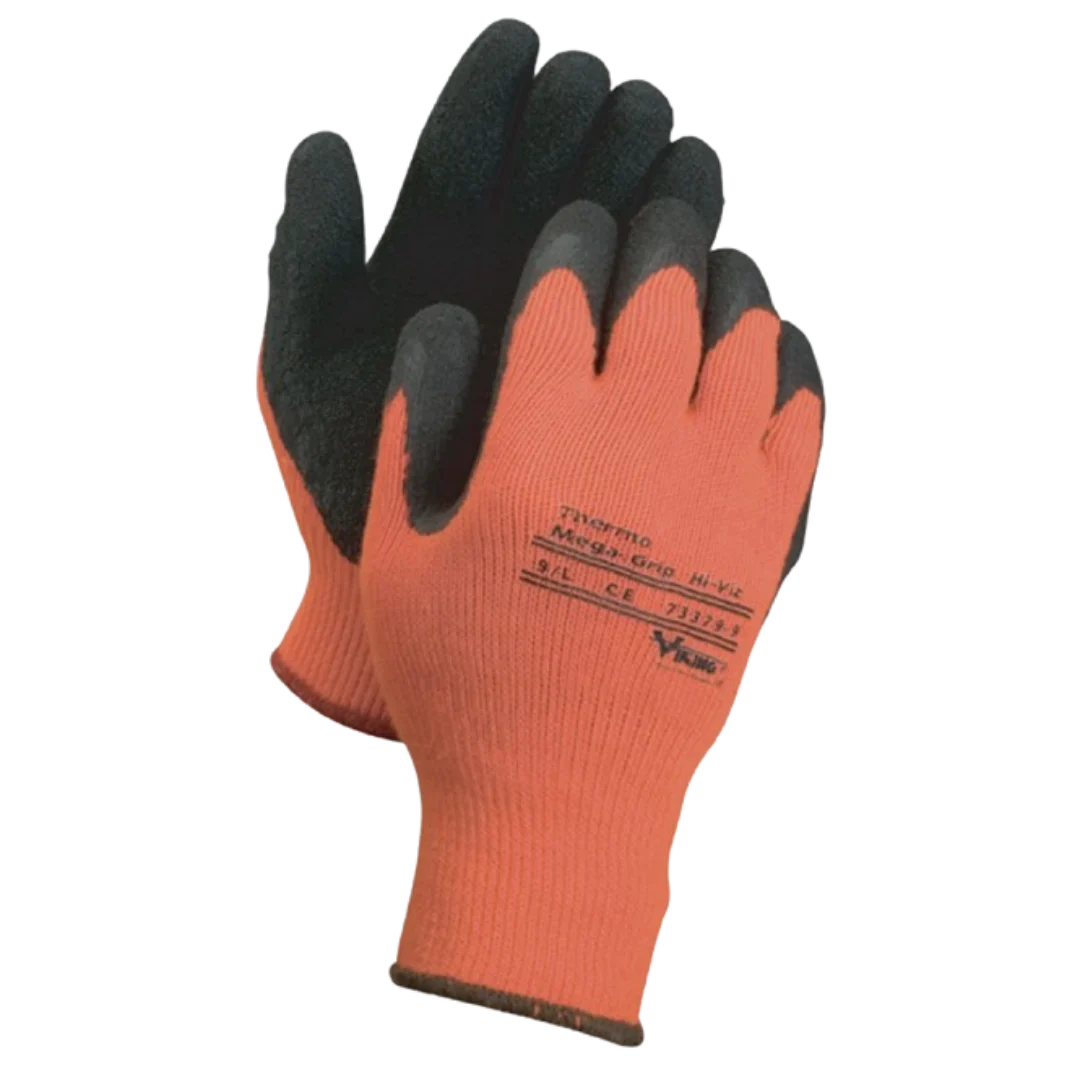 Gants de travail avec support Viking® Thermo MaxxGrip®, orange, tricot en caoutchouc et coton, taille 8
