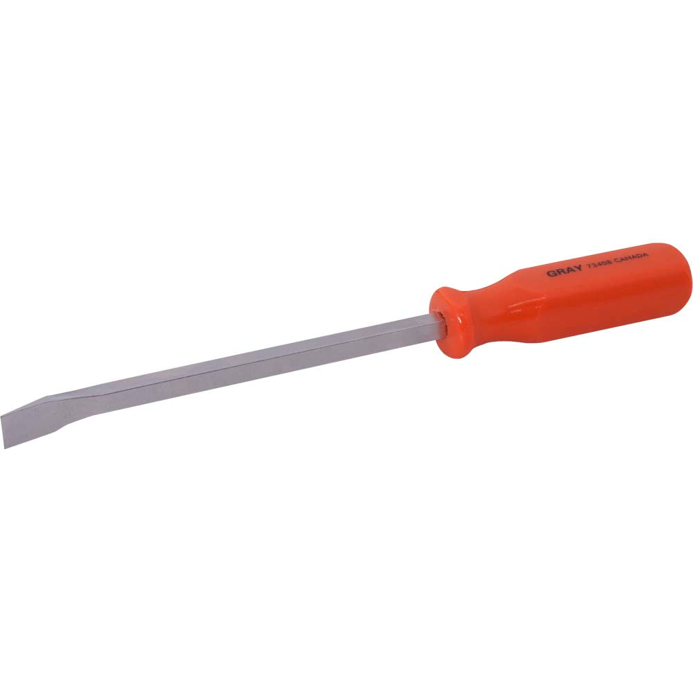 8-Inch Curved Pry Bar with Nickel Finish and Orange Handle
