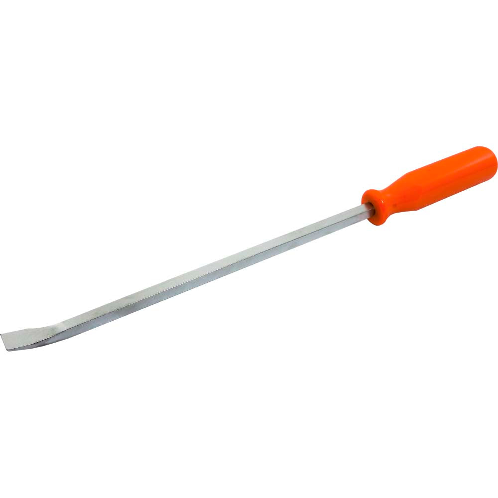 13-Inch Curved Pry Bar with Nickel Finish and Orange Handle