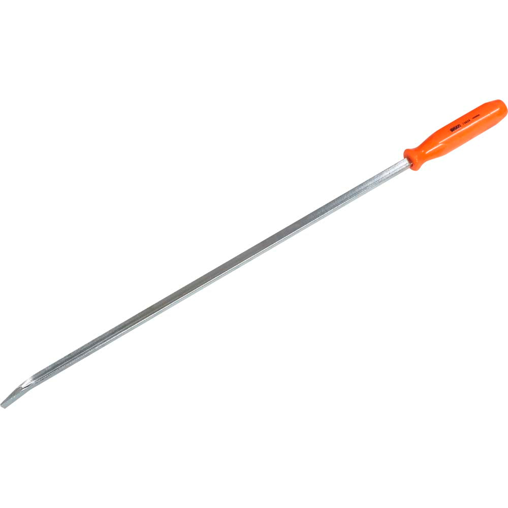 4-Inch Curved Pry Bar with Nickel Finish and Orange Handle