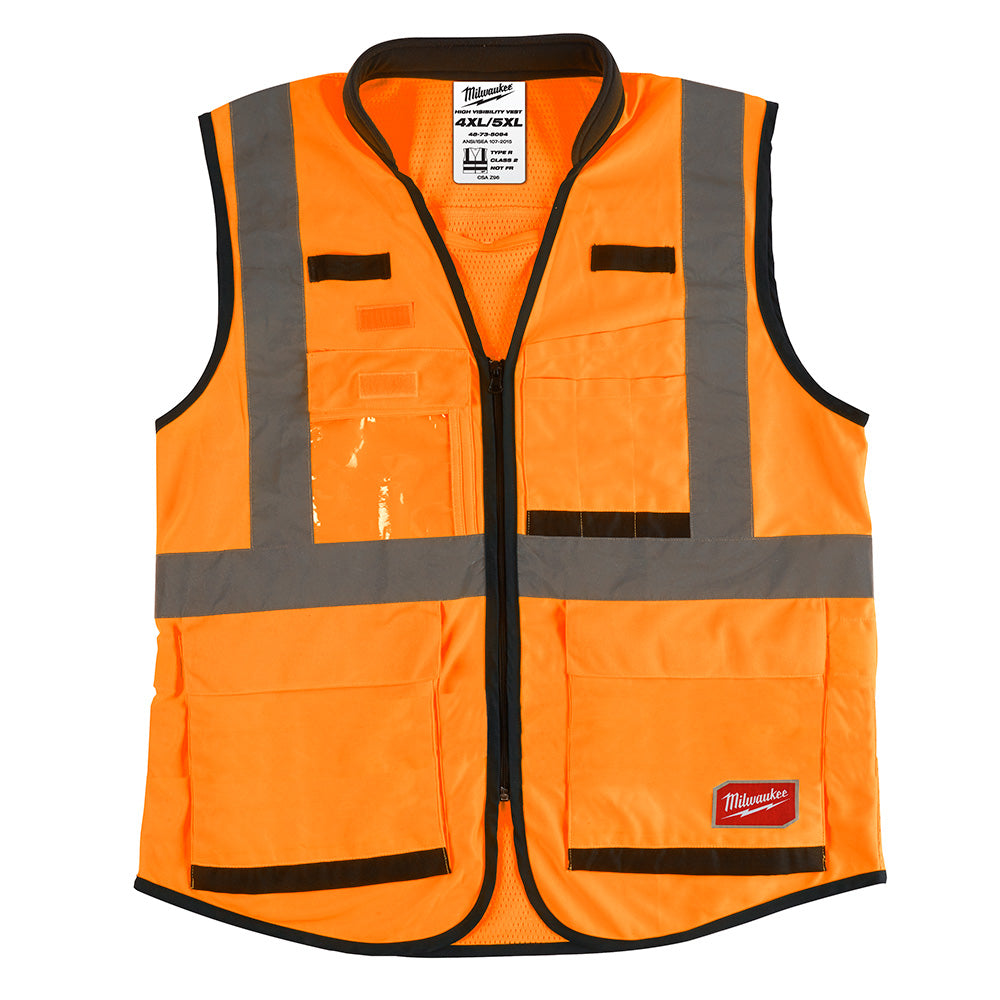 High Visibility Performance Safety Vest, Orange, Class 2, CSA/ANSI- 4Xl/5Xl, 12/PK