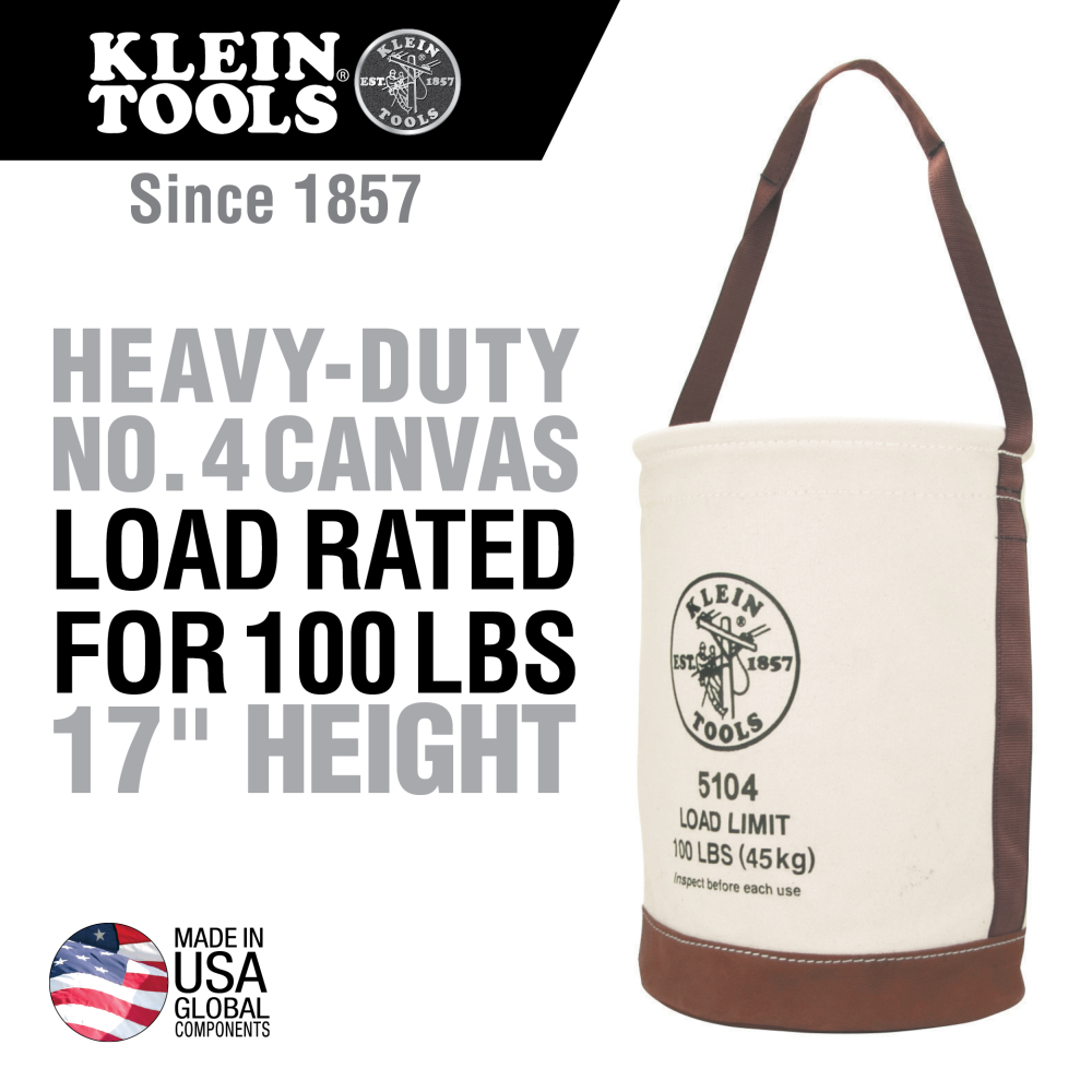 Canvas Bucket with Leather Bottom, 12-Inch