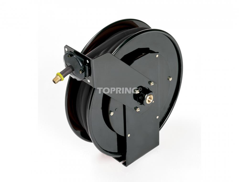 Dévidoir avec tuyau en caoutchouc 1/4 D.I. de 35 pieds, modèle Steelpro avec tuyau Topflex